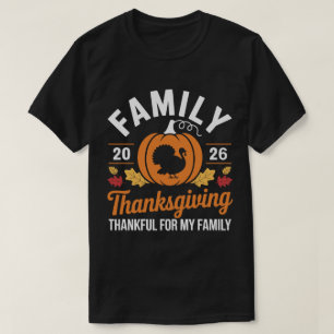 T-shirt Action de grâce en famille 2026 Reconnaissant enve
