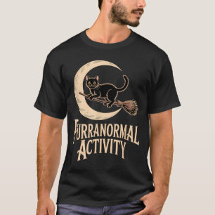 T-shirt Activité paranormale Halloween Chat Noir Croissant