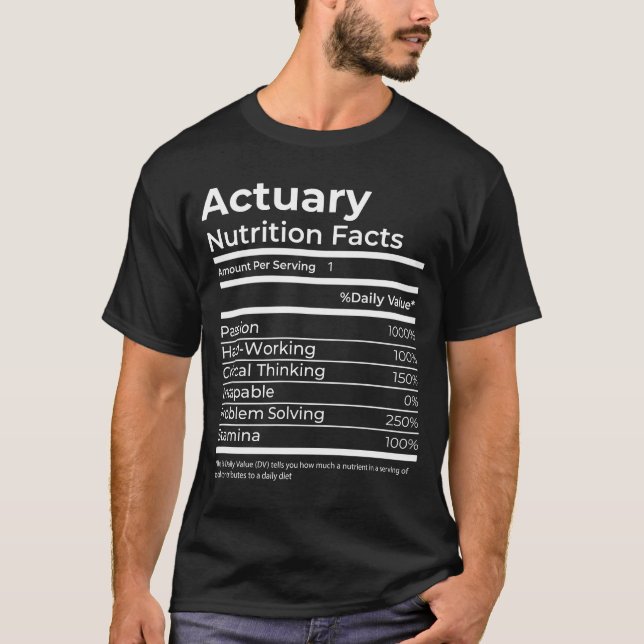 T-shirt Actuaire Valeur nutritionnelle Drôle Cadeau Actuar (Devant)