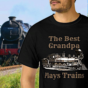 T-shirt Add Name Plays Steam Train Grandpa Grandfather