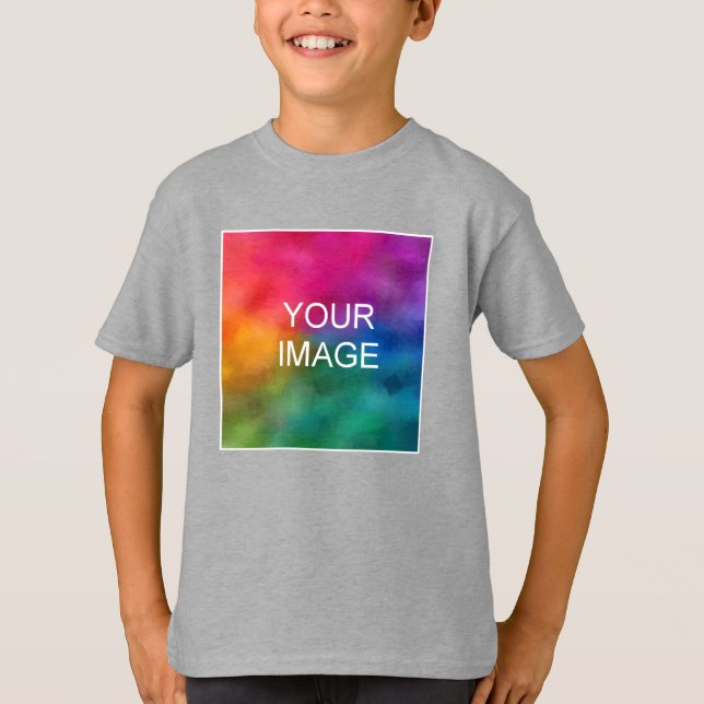 T-shirt Add Your Text Upload Photo Kids Boys Short Sleeve (Devant)