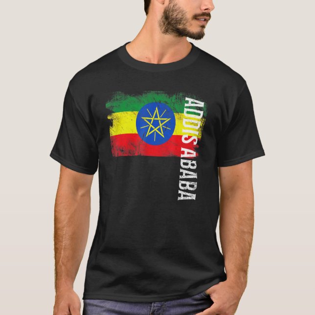 T-shirt Addis-Abeba Éthiopie Drapeau Pour Hommes Ethiopien (Devant)