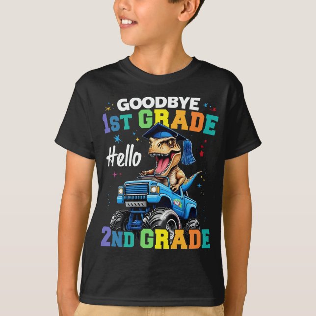 T-shirt Adieu 1er grade T Rex Monster Truck (Devant)