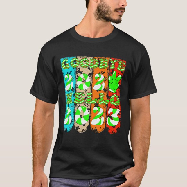 T-shirt Adieu 2022 Bonjour 2023 Retro Super Noël Nouveau (Devant)