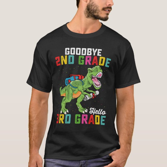 T-shirt Adieu 2e année Bonjour 3e année T Rex Dinosaur (Devant)