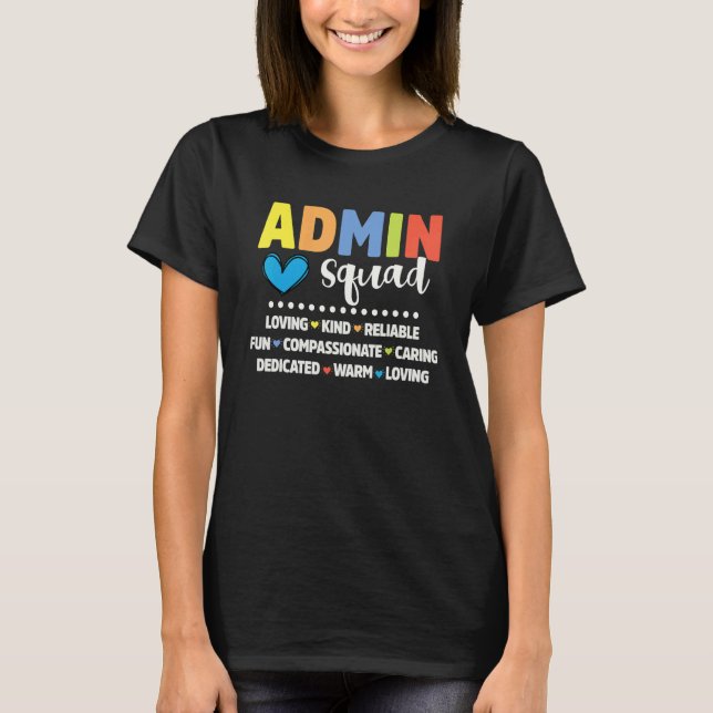 T-shirt Admin School Assistant Squad Principal Crew Admini (Devant)