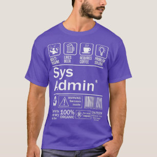 T-shirt Administrateur système Étiquette produit Uni Lin