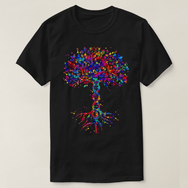 T-shirt ADN Arbre Vie Aquarelle Biologiste génétique Scien (Design devant)