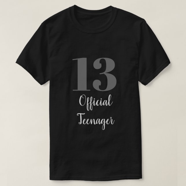 T-shirt Adolescent officiel 13e anniversaire gris blanc no (Design devant)