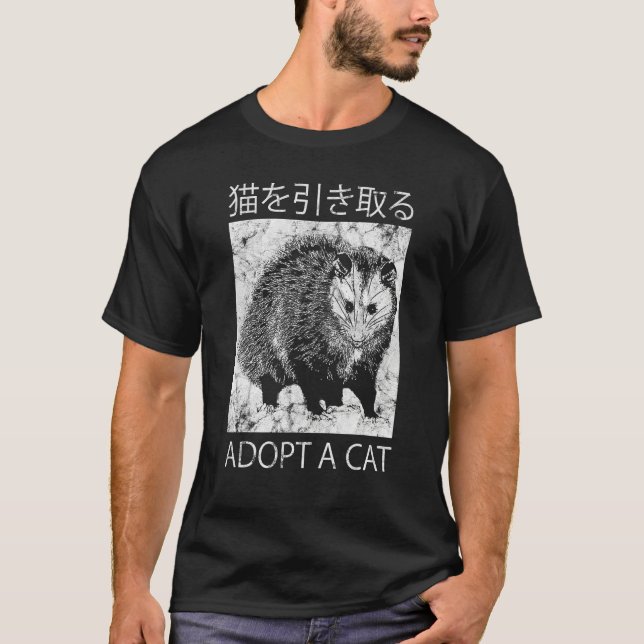 T-shirt Adopt A Cat Possum Japanese Animals Feline 1 (Devant)