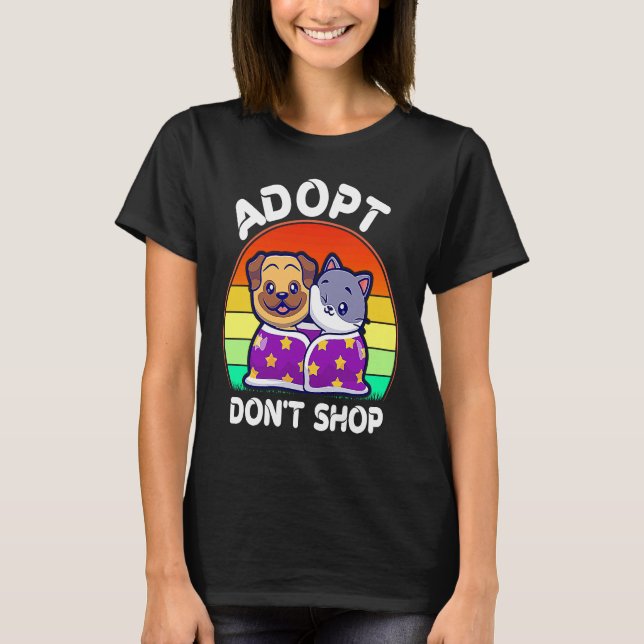 T-shirt Adopter Ne pas Acheter Tout Adopter Chat Chien Fam (Devant)