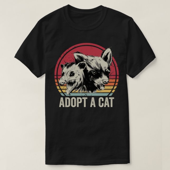 T-shirt Adopter Un Chat Drôle Possum Et Raccoon (Design devant)