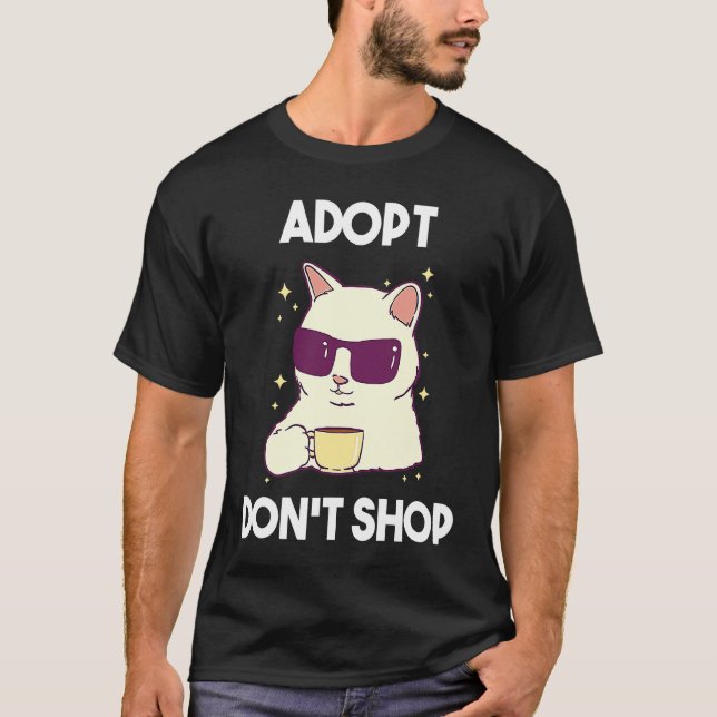 T-shirt Adoptez, ne faites pas du shopping  Chats  2 (Devant)