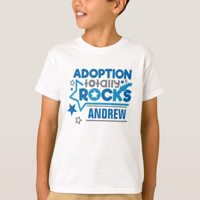 T-shirt Adoption personnalisée Rocks gris bleu (Devant)