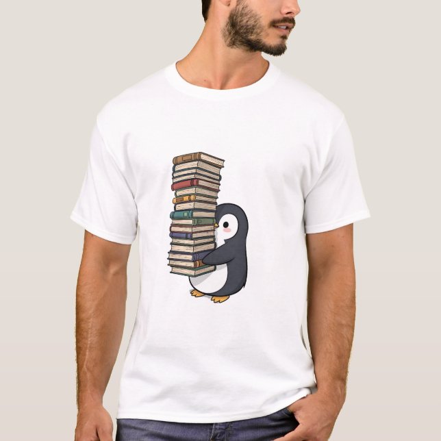 T-shirt Adorable Bookworm Penguin (Devant)
