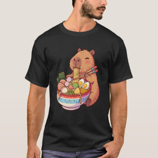 T-shirt Adorable Capybara Eating Ramen Noodles Kawaii Desi