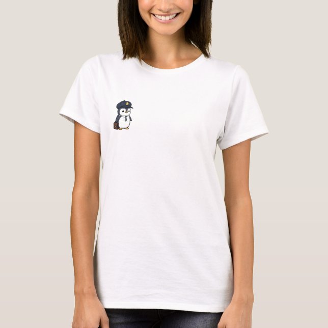 T-shirt Adorable Cartoon Penguin Postman (Devant)