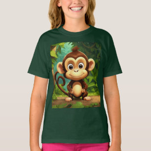 T-shirt Adorable Cartoon Singe Bébé Fine Kids Jersey T-Sh