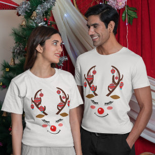 T-shirt Adorable Cerf Visage & Ornements sur Antlers Unise