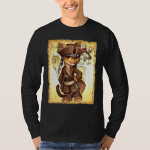 T-shirt Adorable Chat Habillé Comme Un Trésor Pirate M