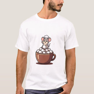 T-shirt Adorable Chef Mouse Waving from a Marshmallow