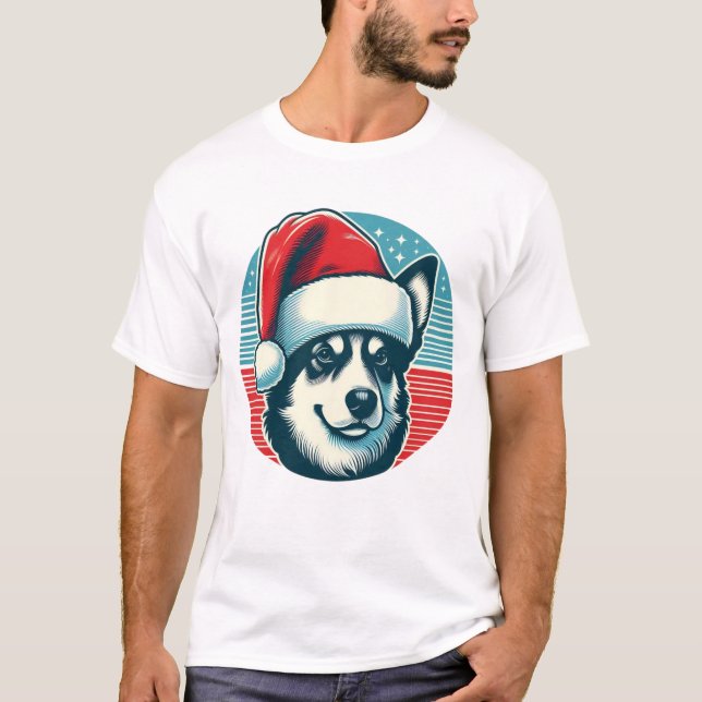 T-shirt adorable chien de Noël (Devant)