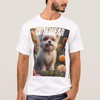 T-shirt Adorable chiot dans Floral Garden - Cute Aesthe