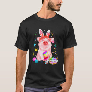 T-shirt Adorable Cochon De Pâques Avec Lapin De Pâques Ore