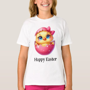T-shirt Adorable drôle mignon bébé Pâques poussin œuf rose