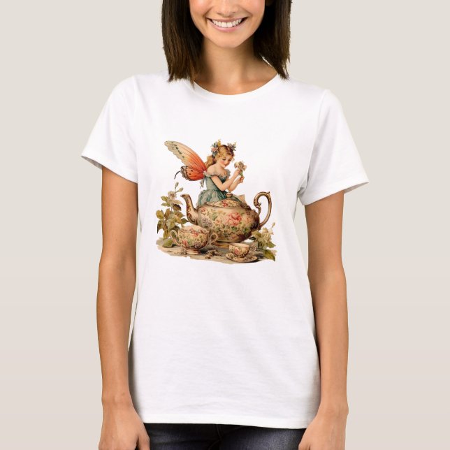 T-shirt Adorable fée vintage et théière (Devant)
