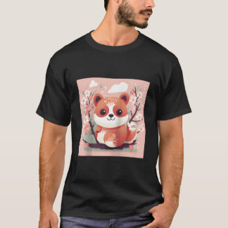 T-shirt Adorable Fix Avec Notre Panda Roux Et Fleur De Cer