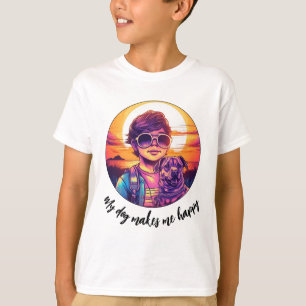 T-shirt Adorable garçon et son mignon chiot   Enfants