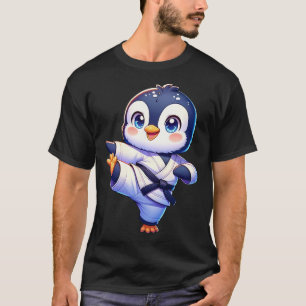 T-shirt Adorable Karate Penguin Crane Kick Pose