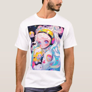 T-shirt Adorable Kawaii Anime Girl in Space