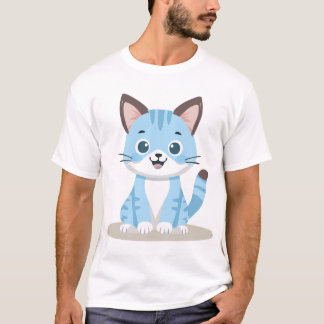 T-shirt adorable Kitten rayé bleu