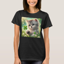 Adorable Kitten St. Patricks 4 feuilles Clover