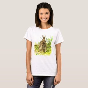 T-shirt Adorable lapin lapin Brown en Chemise verte