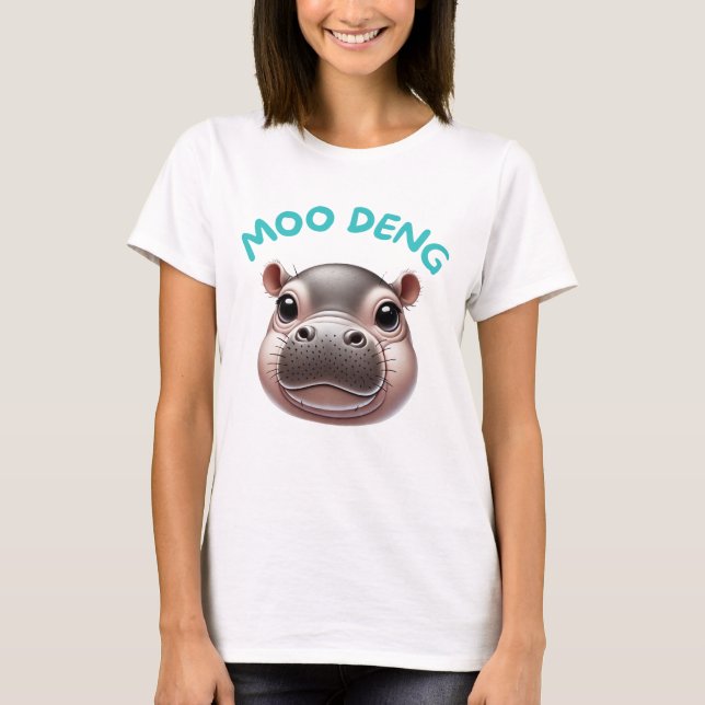 T-shirt Adorable mignon Bébé Joyeux Pygmée Hippo Moo Deng (Devant)