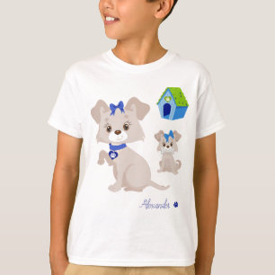 T-shirt Adorable mignonne maman chien avec chiot