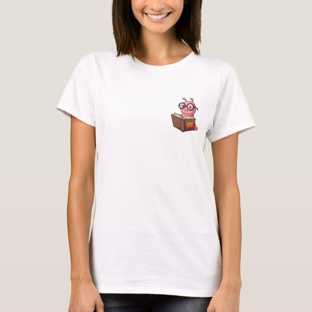 T-shirt Adorable Nerdy Pink Bookworm Reading (Devant)