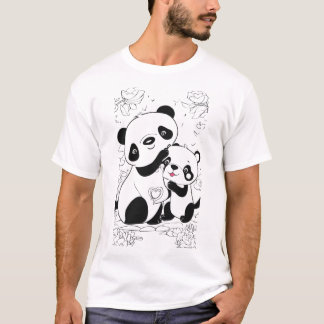 T-shirt Adorable Panda Love : Page de coloriage des pandas