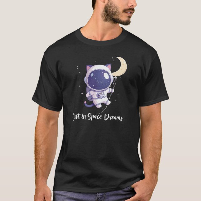 T-shirt Adorable Pastel Kawaii Space Cat with Moon and Rai (Devant)