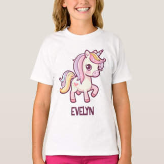 T-shirt Adorable Pastel Unicorn avec nom enfant