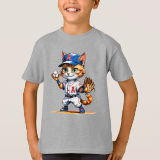 T-shirt Adorable Petit Chat De Baseball De Ligue !
