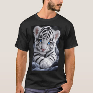 T-shirt Adorable petit tigre blanc aux yeux bleus saisissa