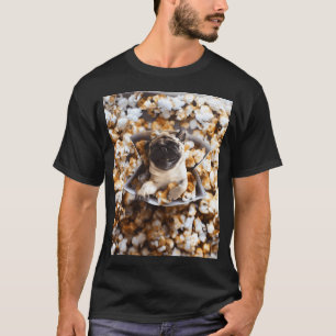 T-shirt Adorable Pug au popcorn