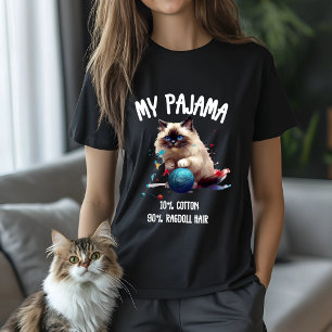 T-shirt Adorable Ragdoll Chat Pyjama Conception pour Amour