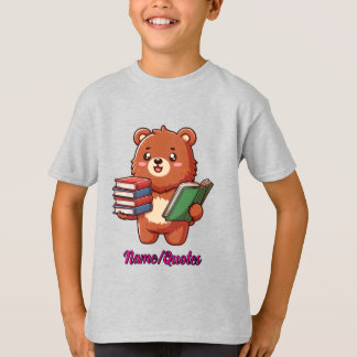 T-shirt Adorable Reading Bear with Books