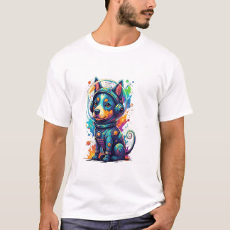 T-shirt Adorable space pup in a retro astronaut suit