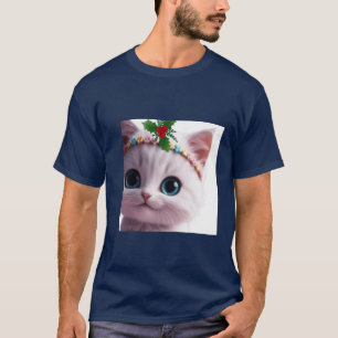 T-shirt Adorable Starry-Eyed Kitten avec Doughnut Delights